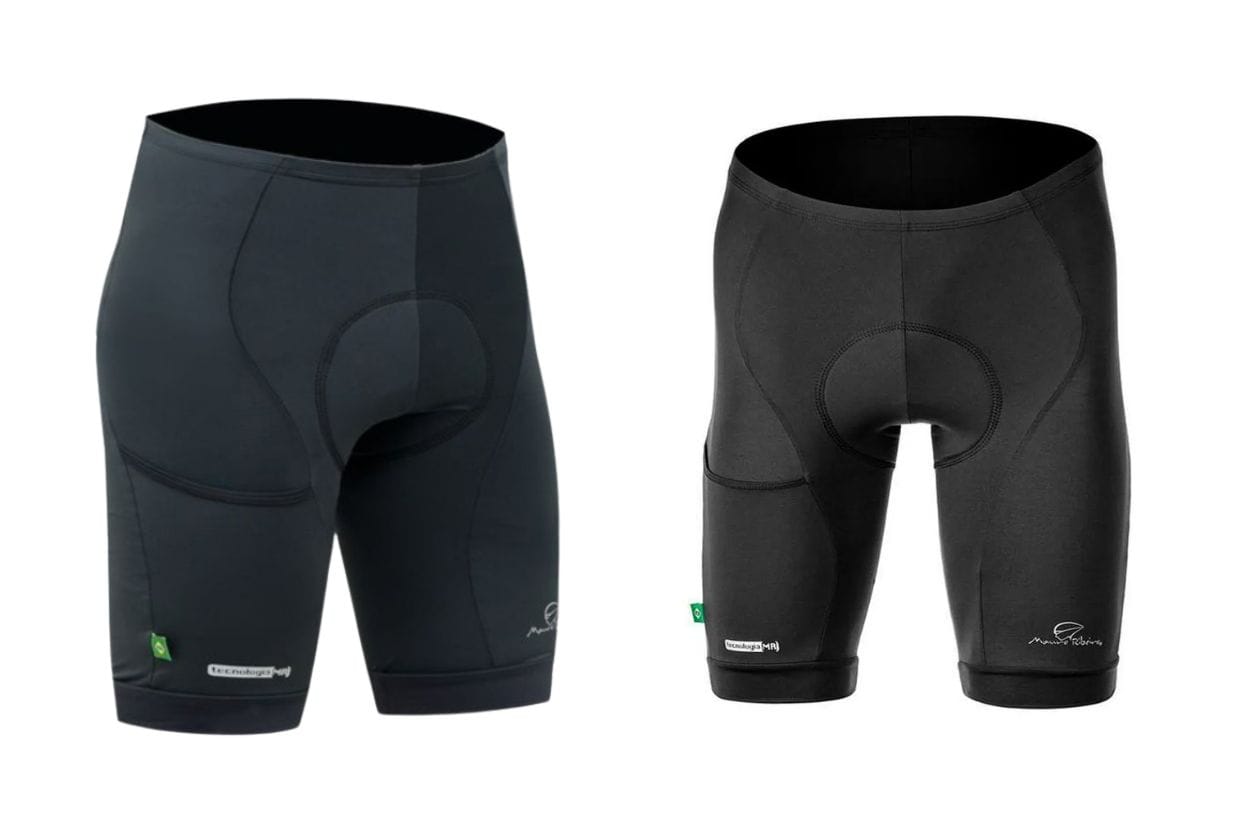 Imagem da bermuda de ciclismo masculina Mauro Ribeiro Pocket em dois diferentes angulos de visão.
